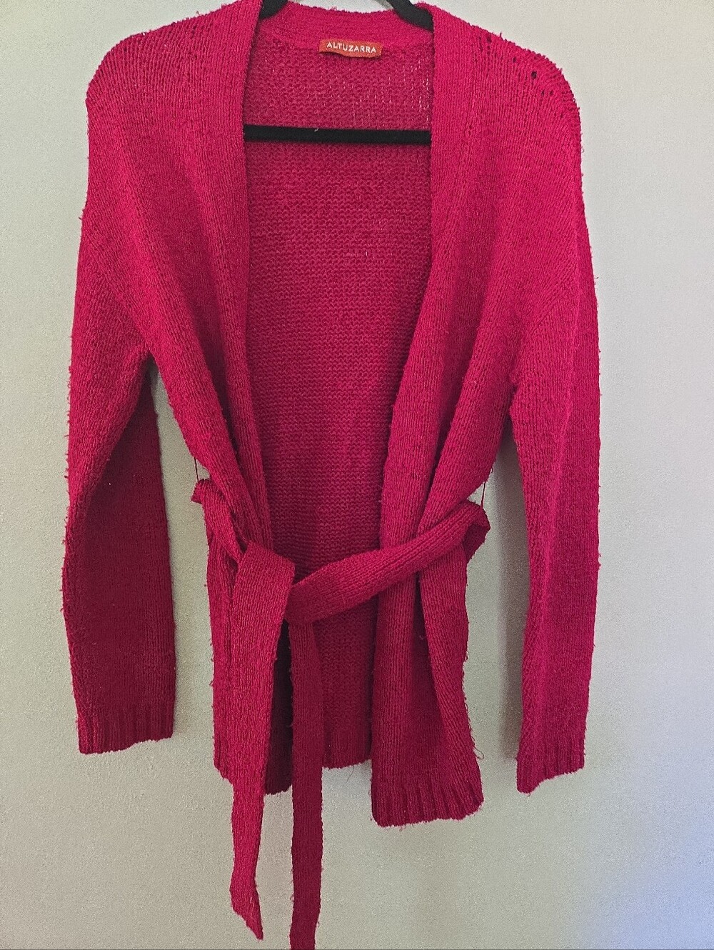 Altuzarra Hot Pink Cardigan Sweater with Tie Silk XS/S